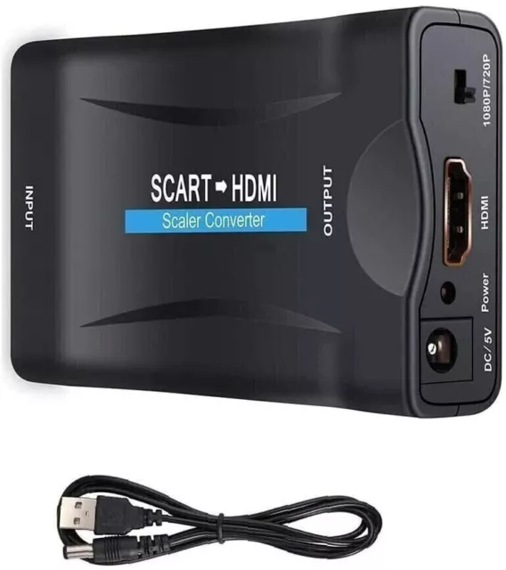 Adaptateur Convertisseur HDMI HD vers Péritel ( SCART ) TV Vidéo + Câble DC