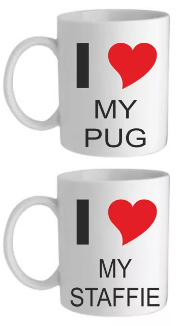 I Love My Dog Mug Cup Pug Beagle Boxer Shitzu Any Breed Pet Mum Dad Friend Gift