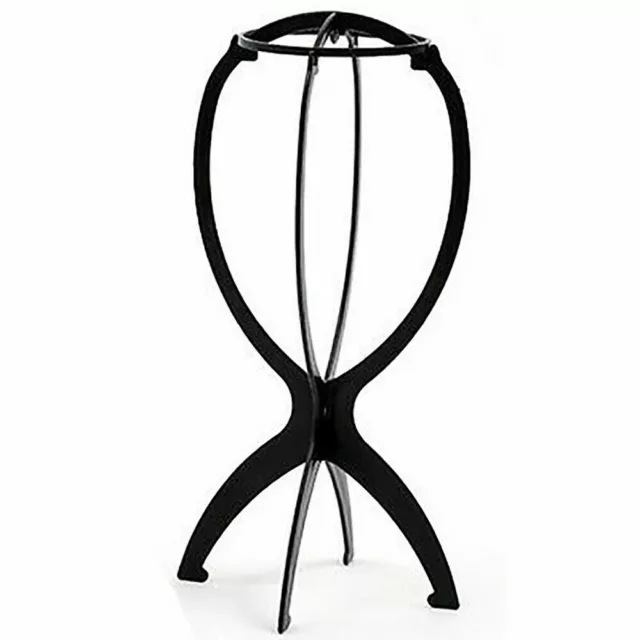 Black Wig Display Stand Mannequin Dummy Head Cap Hair Holder Foldable Stable