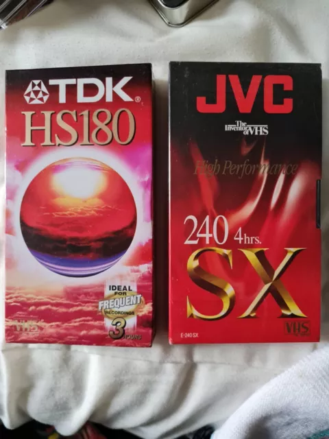 TDK HS180 & JVC SX 240 VHS Blank video cassette Tapes PAL New and Sealed