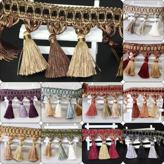 1M 10 Color DIY Curtain Cord Tassel New Beaded Fringe Trim Sewing Costume Crafts