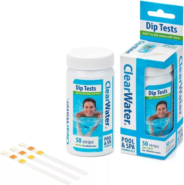 Clearwater Hot Tub Pool and Spa Chemical Test Strips x 50 Measures Chlorine, PH 2