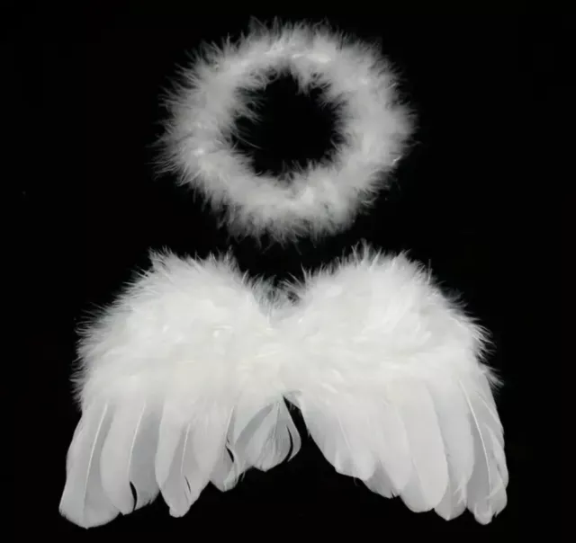 Newborn Baby Feather Angel Wings HALO Headband Photo Photography Props New NIP