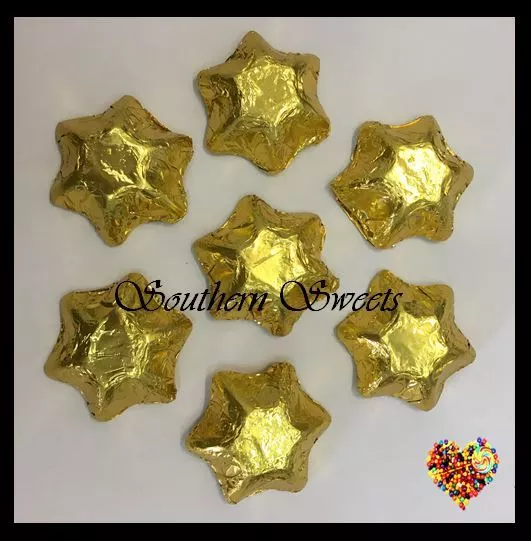 1Kg Gold Foiled Stars Milk Chocolate Xmas Christmas Stars Gold Lollies