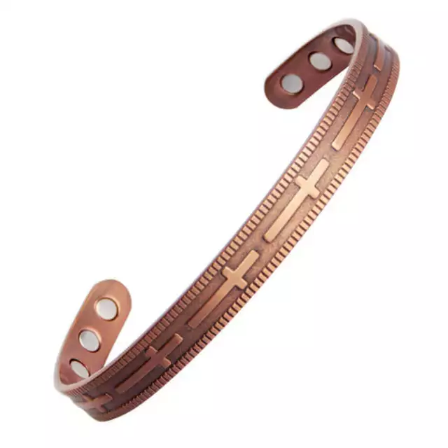 Cross Pure Copper Magnetic Bangle Bracelet Arthritis Pain Relief Balance Energy