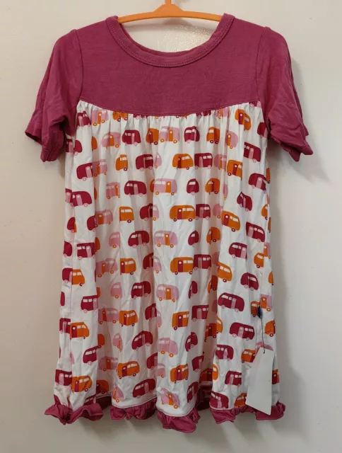 Nwt Kickee Pants Size 2T Girls Short Sleeve Dress bamboo viscose camper van 2