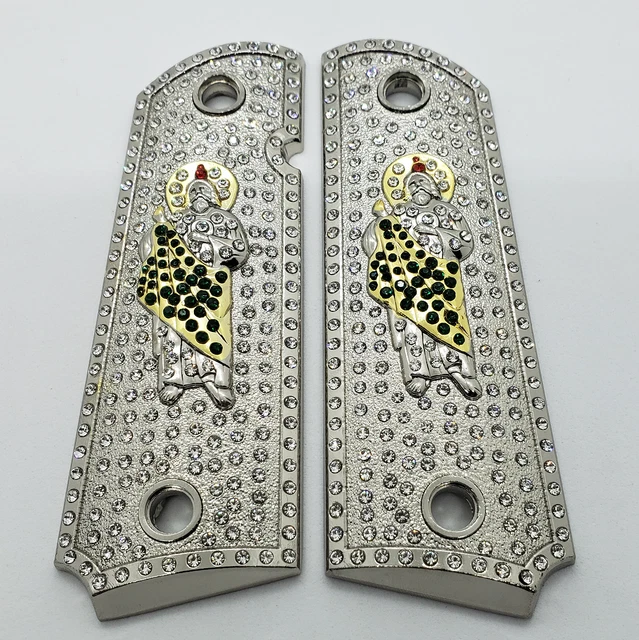 Black & Gold Plated 1911 Grips For Compact/Officer Size - Fits Colt, Kimber, Sig