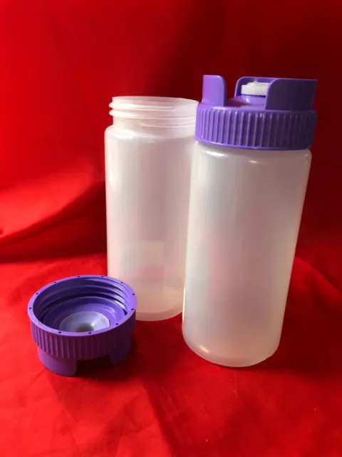 CATER-RAX UPSIDE DOWN SQUEEZE BOTTLES CLEAR 480ml 2/PACK PURPLE LID BRAND-NEW