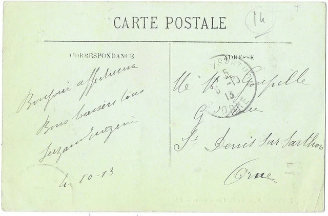 TROUVILLE 14 Le Pont de la Gare animated CPA written to Mr Goupille in October 1913 2