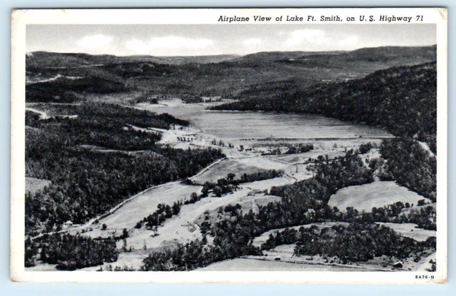 LAKE FORT SMITH, Arkansas AR ~ Aerial View OZARKS ca 1930s  Postcard