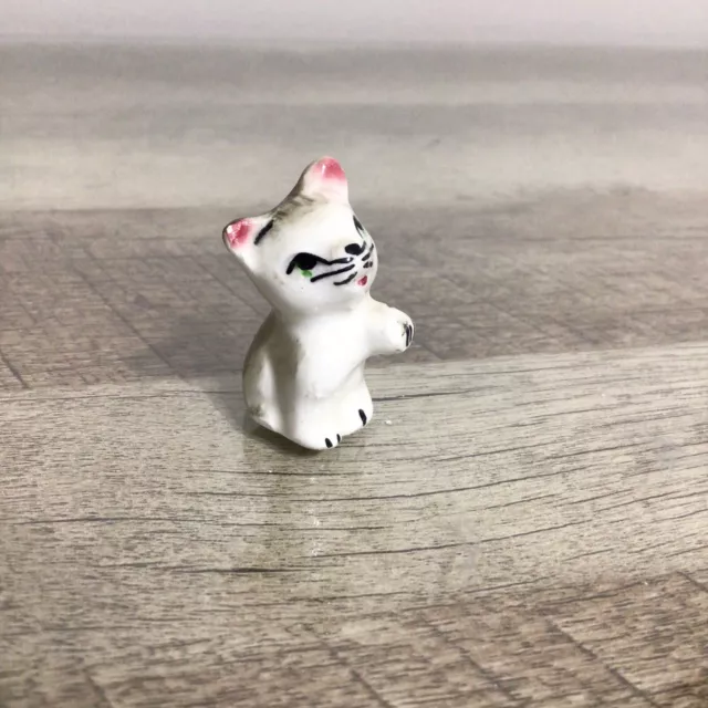 Vintage Cat Kitten Miniature Mini Figurine Hand Painted