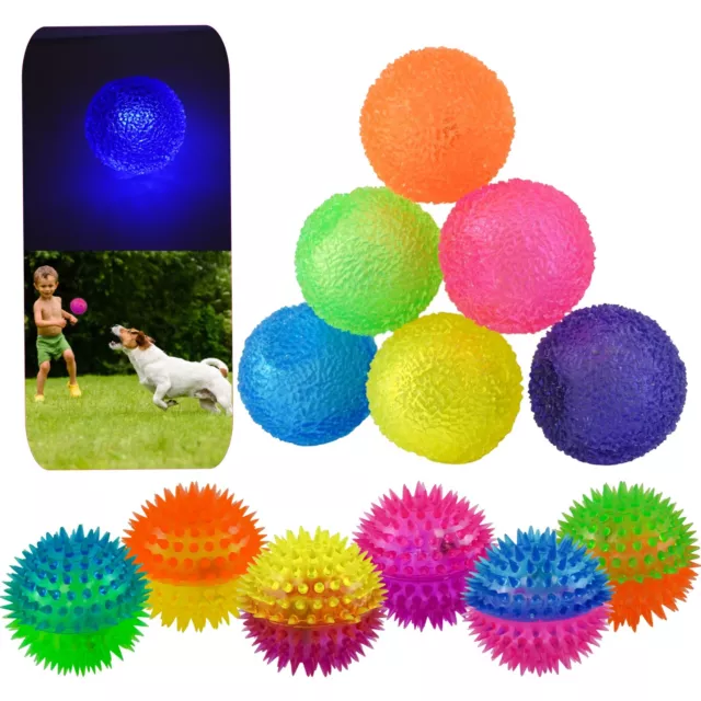 LED Spikey Rubber Balls Bouncing Ultra Light Up Sensory Colorful Spike Balls