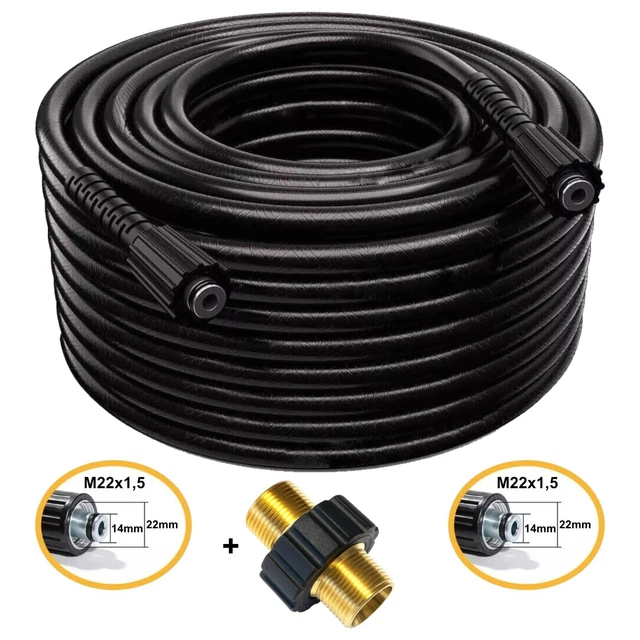 M&M Smartek Hochdruckschlauch 50m für Kärcher, Quick Connect & M22 Adapter | Quick-Connect-Stecknippel mit Messingkomponenten ermöglichen den schnellen, werkzeuglosen Wechsel an Gerät und Pistole M&M Smartek Hochdruckschlauch 50m für Kärcher, Quick Connect & M22 Adapter | Quick-Connect-Stecknippel mit Messingkomponenten ermöglichen den schnellen, werkzeuglosen Wechsel an Gerät und Pistole