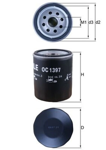 Filtro olio MAHLE OC 1397 filtro a vite per FIAT PEUGEOT CITROËN TOYOTA OPEL ALFA