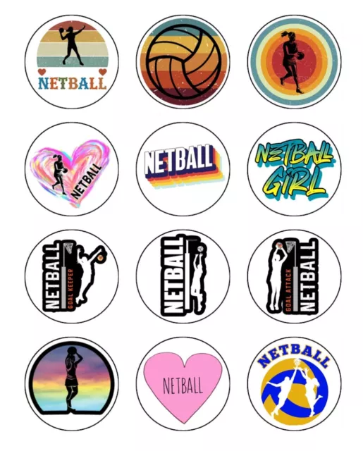 NETBALL Cupcake Toppers Edible Icing Image Birthday Cake Decorations 12 #01