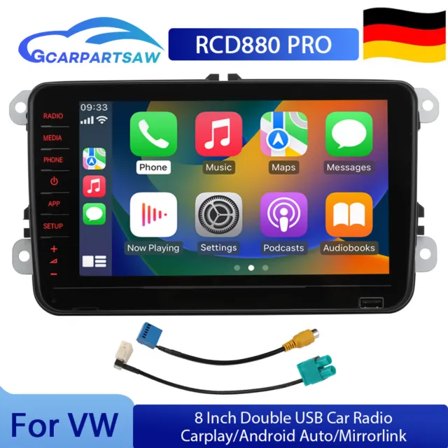 RCD880 PRO 187B 8" Carplay Android Auto Radionavigation Für PQ VW Golf MK7 Jetta