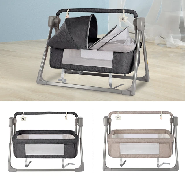 Baby Bassinet Bedside Sleeper Cradle Baby Bed Adjustable 5-Gear Electric Cradle