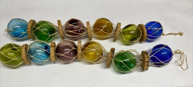 Amazing Blown Glass Floats W/ Net & Corks