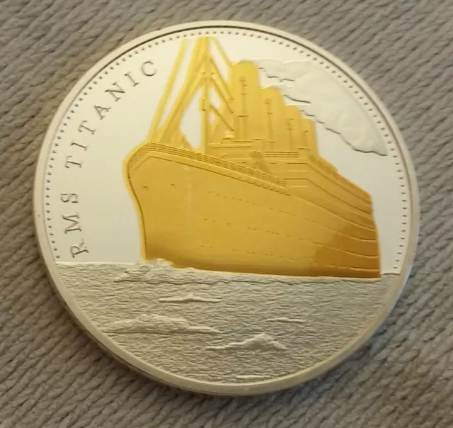 TITANIC Silver Gold Coin Atlantic Ocean Man Map Sea Ship Sailing Old U C Retro