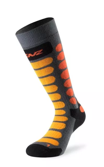 LENZ Skiing Kids 1.0 Grey/Orange Socks Children's Winter Socks Run J18