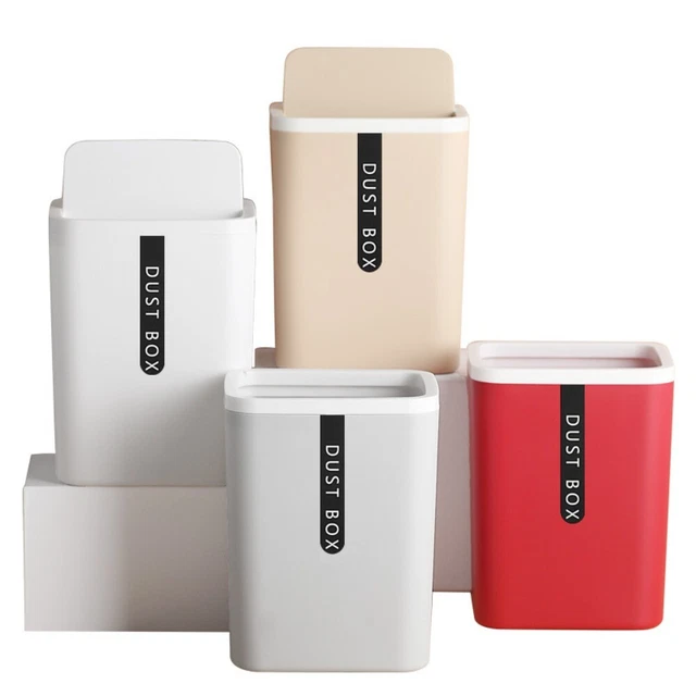 Lid Office Desktop Dustbin Garbage Basket Waste Bin Sundries Barrel Trash Can