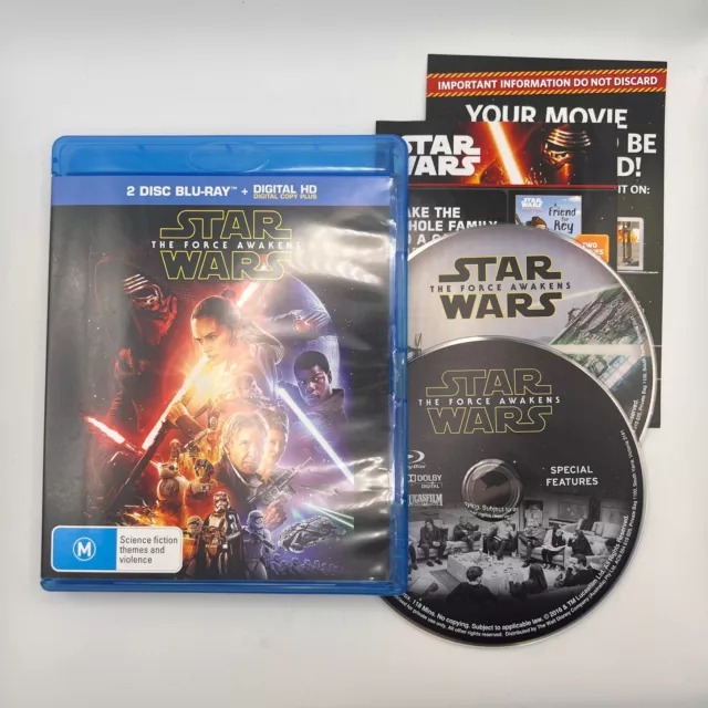 Star Wars The Force Awakens Episode VII 2-Disc Blu-ray + UV 2015 Region Free VGC