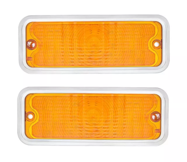 LH & RH Amber LED / Amber Lens Parking Lights For 1973-1980 Chevy & GMC Truck