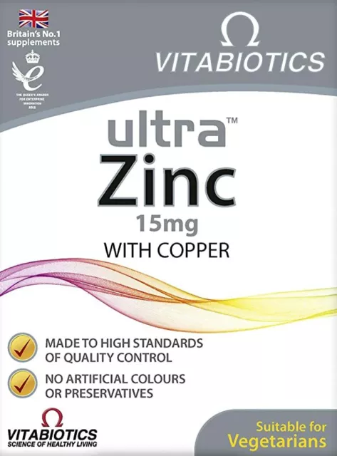 Vitabiotics Ultra Zinc 15 mg con cobre - 60 tabletas