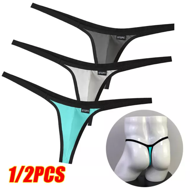 2 Pièces T Dos Slips Lingerie Hommes Culottes Sexy String Poche Bombée Tongs R