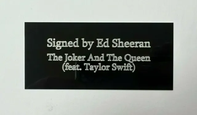 The Joker And The Queen - Signed by Ed Sheeran - Engraved Plaque for CD Display