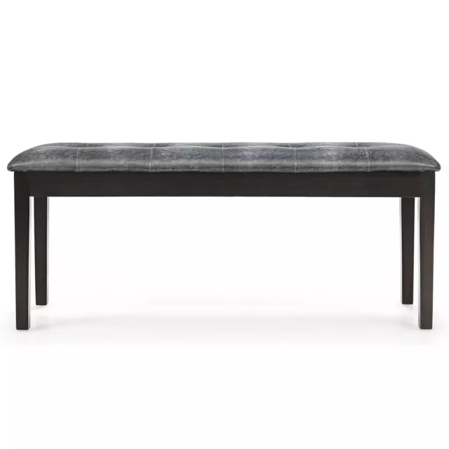 Upholstered Dining Bench w/ Comfortable Padded Seat & Rubber Wood Legs Grey