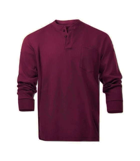 Flame Resistant FR Henley Style T-Shirts Medium Maroon