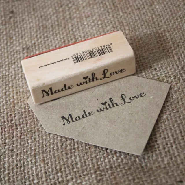 Rubber Stamp Made With Love wooden Craft Scrapbooking Handmade Tags