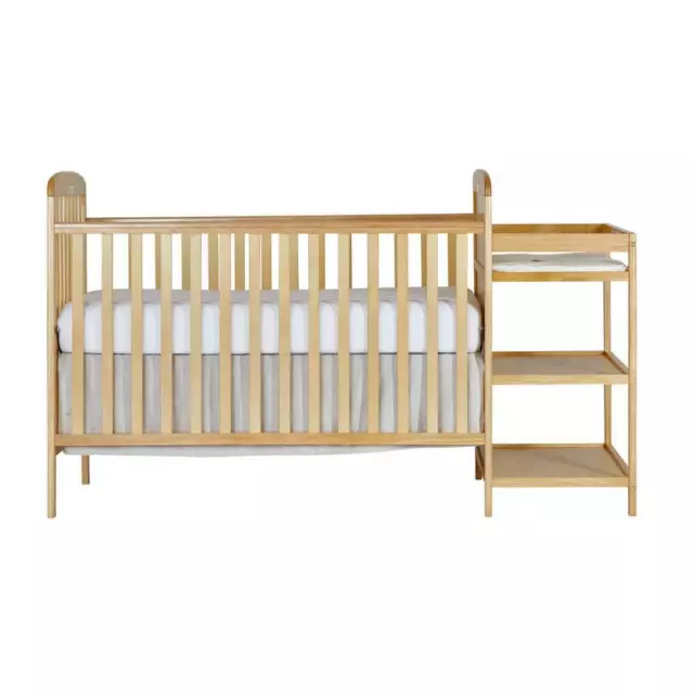 Dream On Me Natural Crib N Changing Table Combo 4-in-1 in Natural Wood Finish