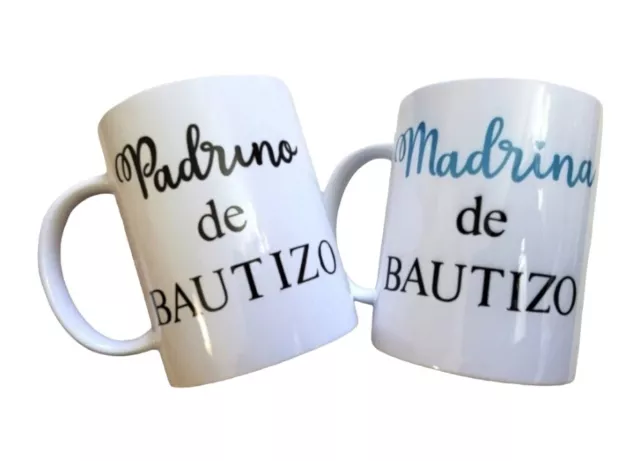 Juego de 2 tazas de cerámica - ¿Quieres ser mi madrina/padrino? - Padrinos de regalo - SPA