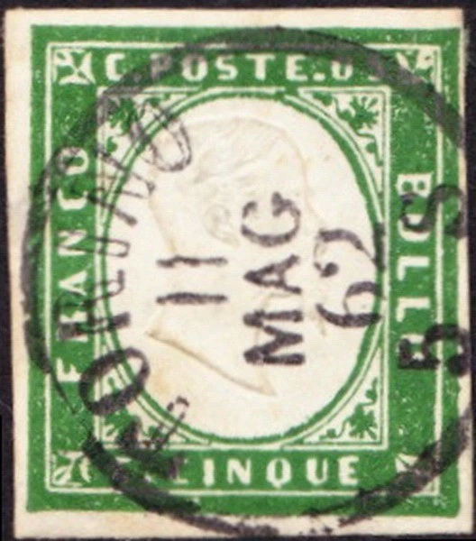 Italian States - Sardinia - 1857 - 5c Myrtle Green King Victor Emmanuel II  #10d