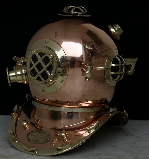 BRASSANTIQUE US NAVY Mark V Solid Copper Brass Diving Divers Helmet