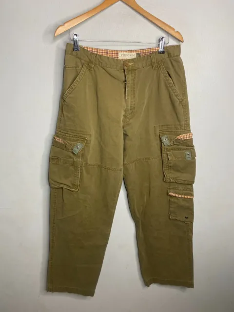 Vintage Y2K Plugg Baggy Wide Leg Skate Cargo Pants Green Men's Size 31/32 B108