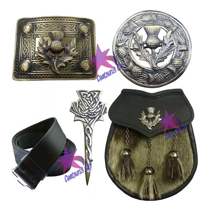 Cardo Cc Scozzese Gonnellino Sigillo pelle Cardo Antico Finitura Uomo Kilt Sporran 