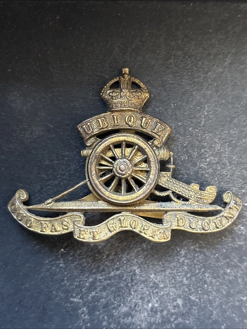 ROYAL ARTILLERY OFFICERS Original British Army Cap Badge Bronze Blade ...