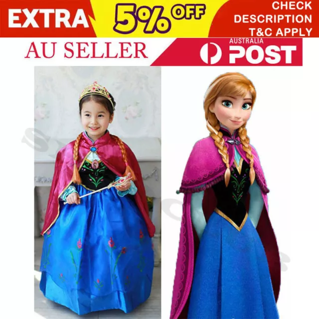 AU Princess Elsa Dress Fancy Costume Anna Girls Party Kid Cosplay Frozen Dresses