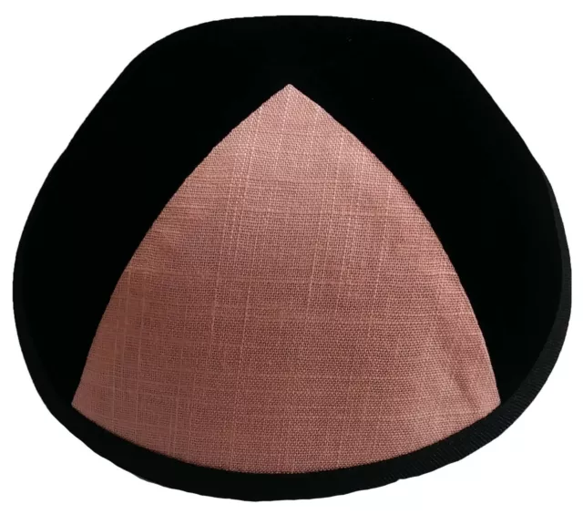 Black velvet peach linen kipa.  Yarmulkah Yamaka Skull cap, kipa, kippah Medium 