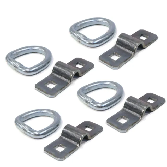 4-Pack 3/8" Steel D Rings & Clips Tie Down Rope Chain Flatbed Trailer Camper RV