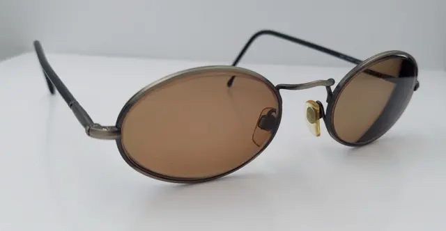 Vintage Giorgio Armani 650 Gray Oval Metal Sunglasses Italy FRAMES ONLY