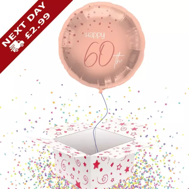 60Th Birthday Lush Blush Premium Inflated Foil Balloon In A Box *Gift*
