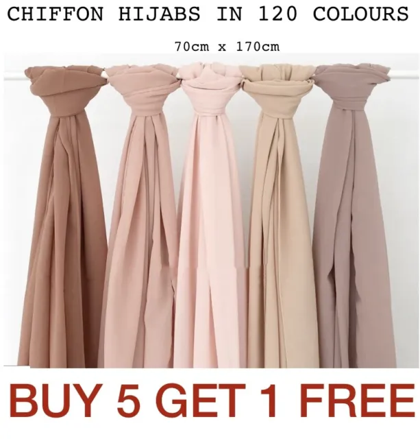 Chiffon Scarf Hijab High Quality Elegant Sarong Shawl Wrap Plain Maxi Soft
