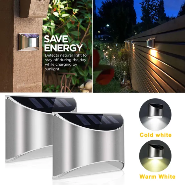 Solar 4 LED Wall Lights Gutter Fence Garden Stairs Step Outdoor Lamp Waterproof