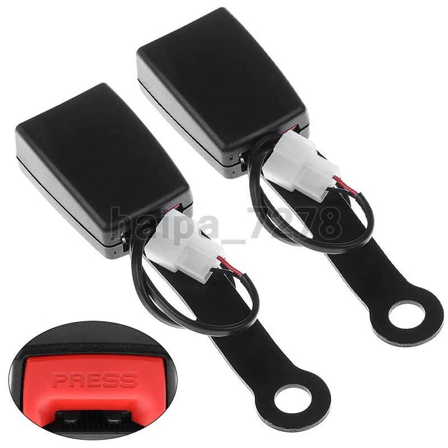 2PC Car Front Seat Belt Buckle Socket Plug Connector & Warning Cable Accessories