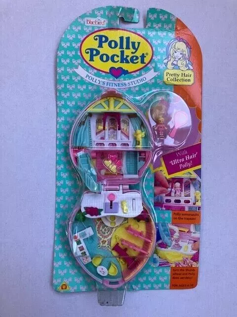 Polly Pocket Stylin Workout Fitness Studio Bluebird New Card Boxed Pretty Hair