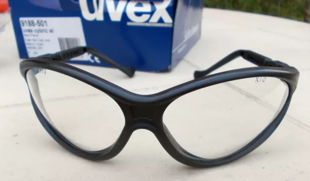 Uvex "Cybric" Safety Glasses Clear Hard Coat Lens, Black Frame